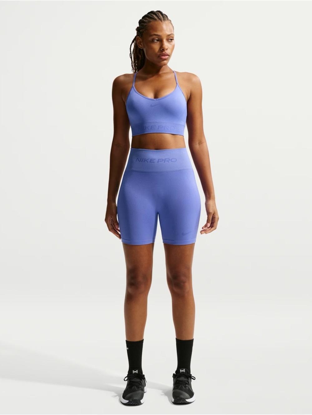Nike Periwinkle Seamless Sports Bra & Biker Shorts Set